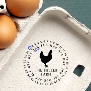 Tampons Encreurs Date & Farm Name Personalized Chicken Egg Stamp