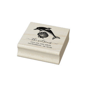 Tampons Encreurs Dauphin Nautique & Seashell Adresse de retour
