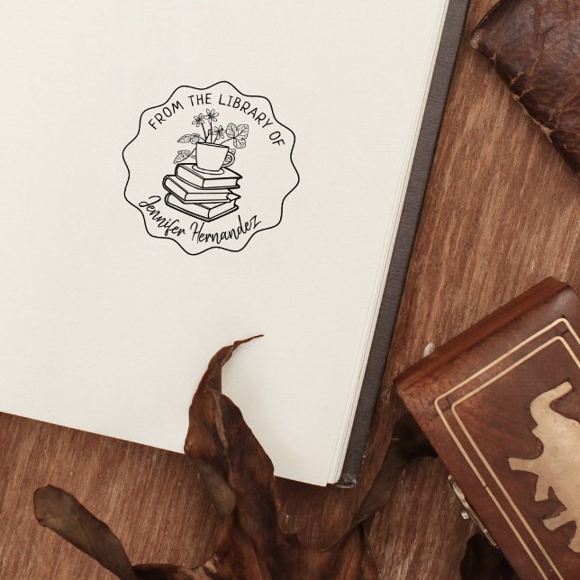 Tampons Encreurs De la Bibliothèque de, Livres et Thé (Créateur téléchargé)