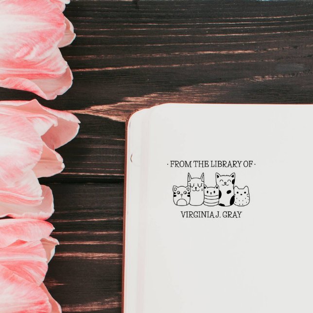 TAMPONS ENCREURS DE LA BIBLIOTHÈQUE DE VOTRE NOM GRIFFONNAGE CHATS  (Cute cats puppy kitten from the library of EX LIBRIS)