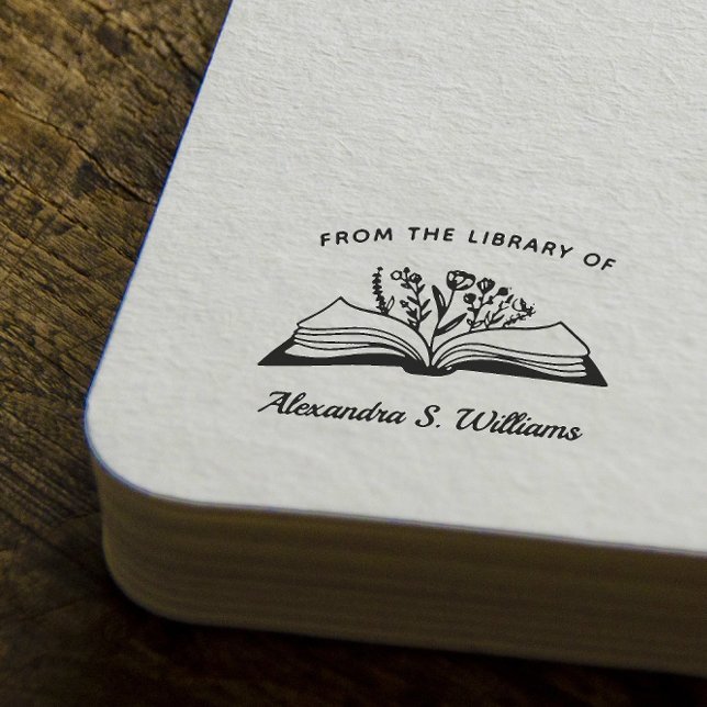 Tampons Encreurs De la bibliothèque de Votre Nom Livre Ouvert Fleur (Créateur téléchargé)