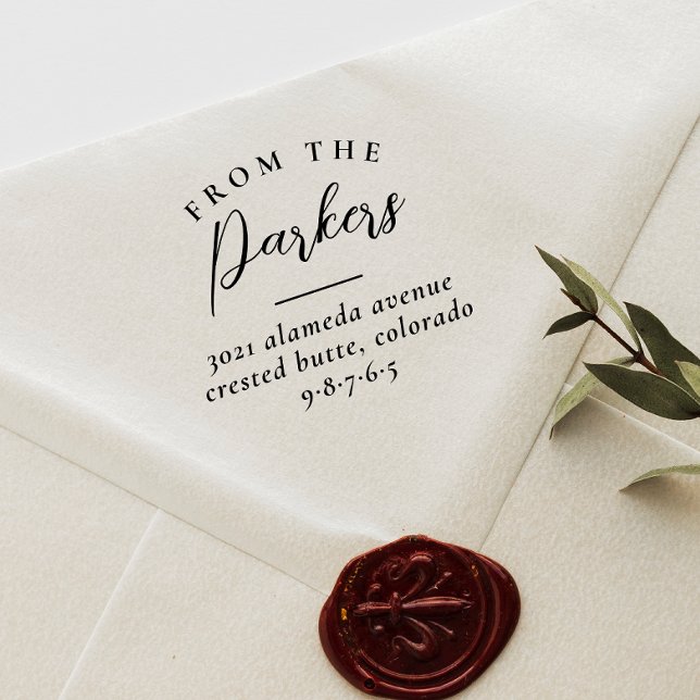 Tampons Encreurs De Nom De Famille Elegant Simple Adresse De Retour (Rubber Stamp Mock-up)