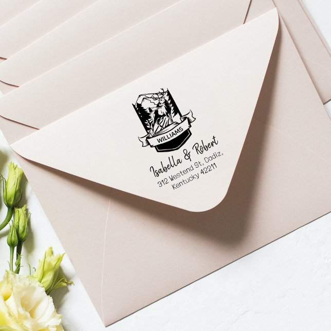 Tampons Encreurs Deer Mountain Forest Adresse de retour Famille (Créateur téléchargé)