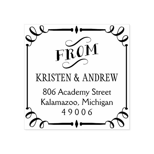 Tampons Encreurs Défilement élégant encadré à partir de l'adresse d (Impression)