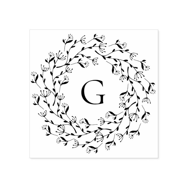 Tampons Encreurs Délicat Monogramme de couronne florale (Impression)