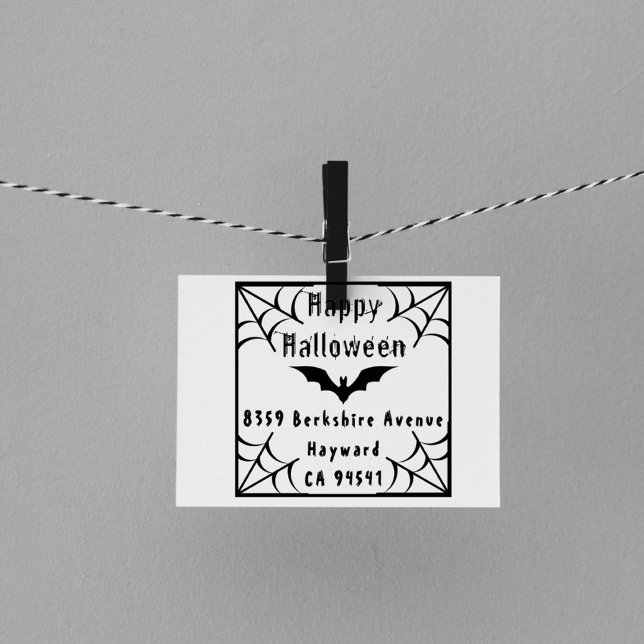 Tampons Encreurs Déplaisante Halloween Spider Web Bat Adresse de re (Creepy Halloween Spider Web Bat Return Address Rubber Stamp)