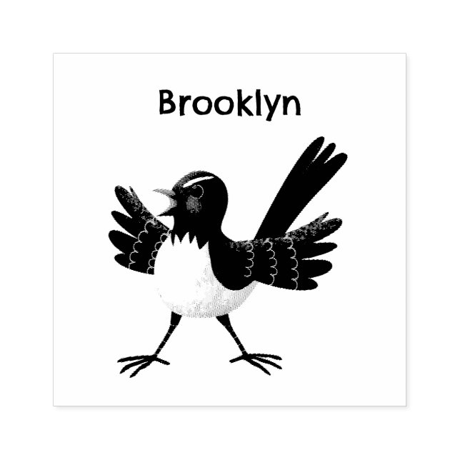 Tampons Encreurs Dessin animé de Willie Wagtail australien (Impression)