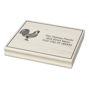 Tampons Encreurs Dessin de Coq Lithographie #1 Nom Adresse de Retou