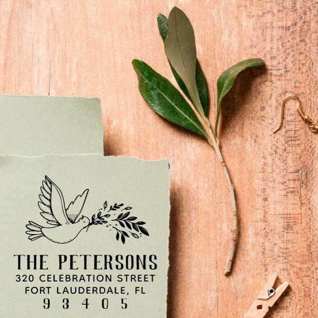 Tampons Encreurs Dessin de la colombe et de la branche Nom de famil (Créateur téléchargé)