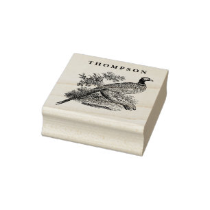 Tampons Encreurs Dessin en noir et blanc de faisan vintage nom de g
