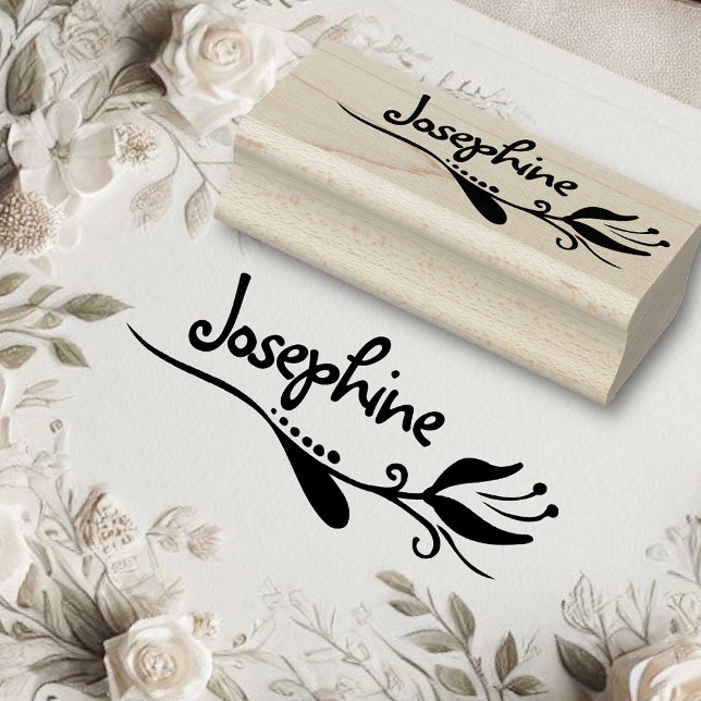 Tampons Encreurs Dessin floral mou Dessin floral Nom personnalisé T (Créateur téléchargé)