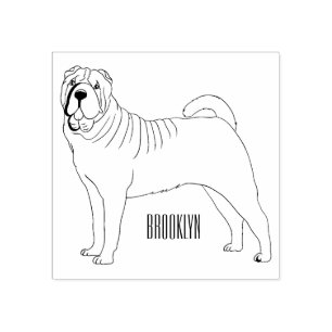 Tampons Encreurs dessin humoristique chinois de chien Shar-Pei