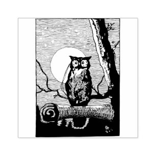 Tampons Encreurs Dessin Vintage de la chouette de nuit