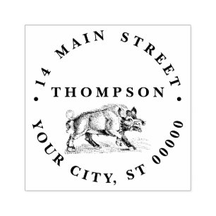 Tampons Encreurs Dessin vintage de sanglier BW #2