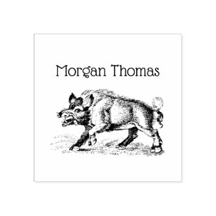 Tampons Encreurs Dessin vintage de sanglier BW #3C