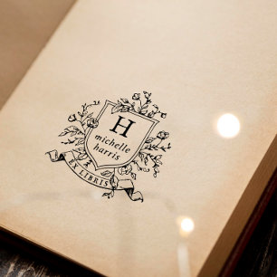 Tampons Encreurs Dessin vintage Monogramme Ex Bibliothèques Nom Liv