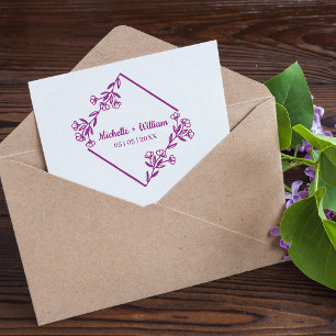 Tampons Encreurs Diamant avec Fleurs sauvages en noir pour Mariage
