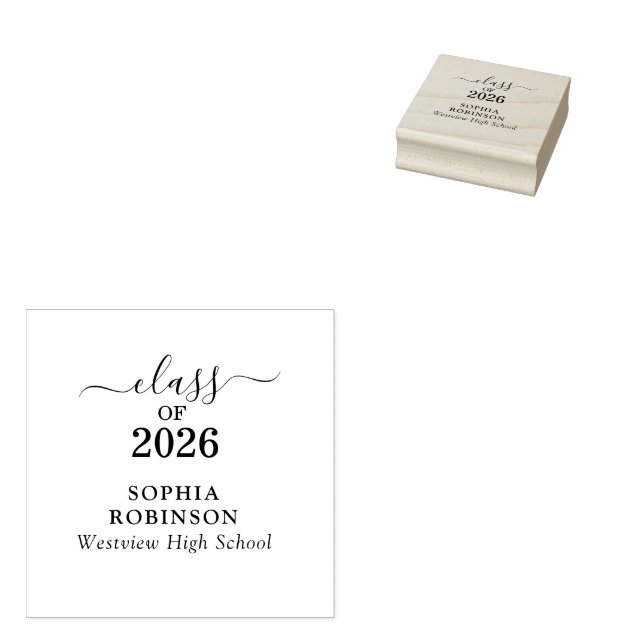 Tampons Encreurs Diplômé de 2026 Typographie Script Or Graduation  (Tamponné)