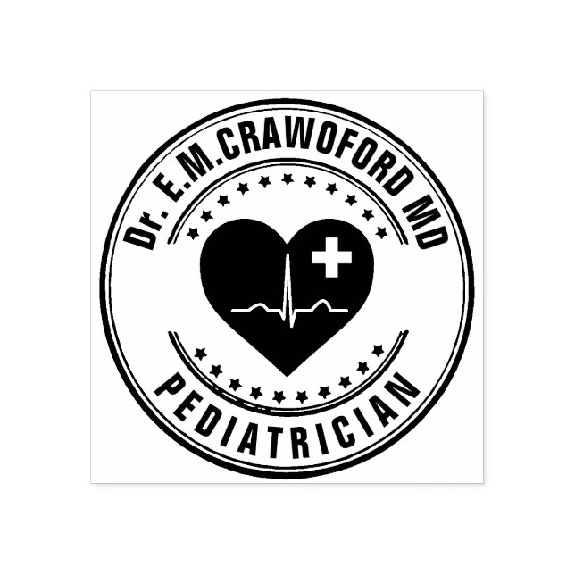 Tampons Encreurs Docteur en caoutchouc Timbre Coeur ECG avec votre  (Impression)