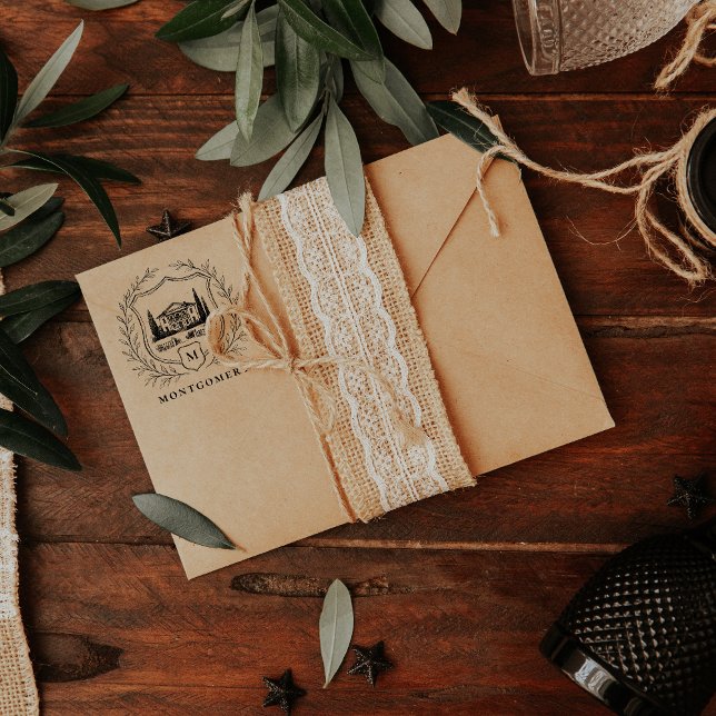 Tampons Encreurs Domaine Laurel Shield | Monogramme de mariage (Créateur téléchargé)