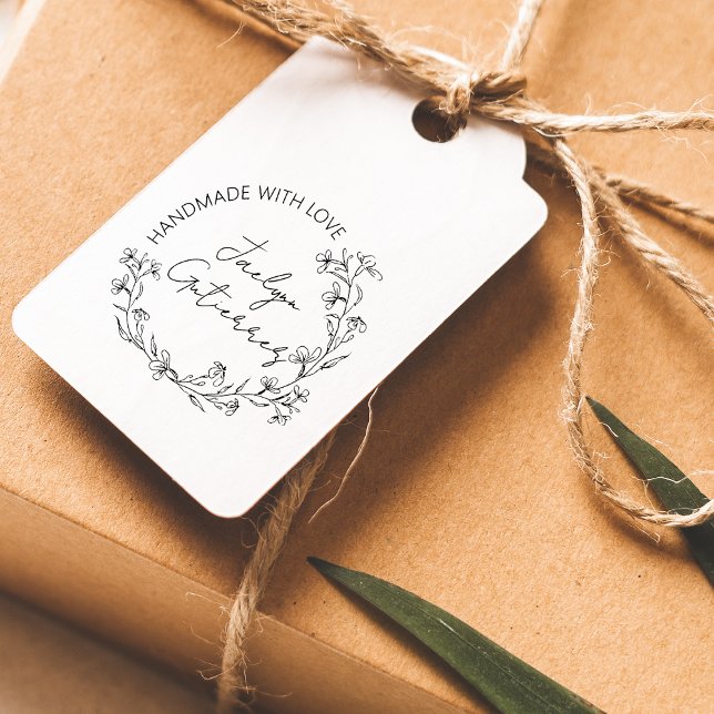 Tampons Encreurs Doodle Floral fait main avec amour (Floral Doodle Handmade With Love Rubber Stamp)