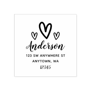 Tampons Encreurs Doodle Hearts Adresse de retour personnalisée