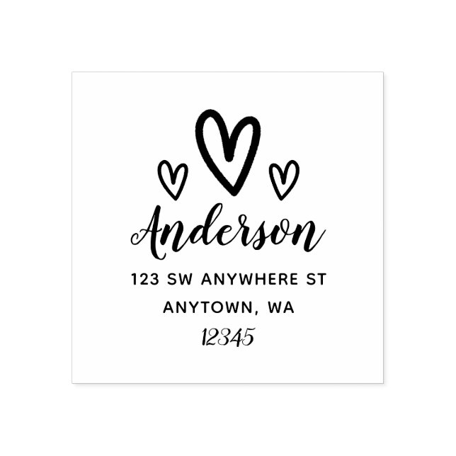 Tampons Encreurs Doodle Hearts Adresse de retour personnalisée (Impression)