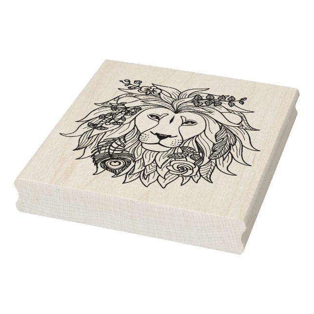 Tampons Encreurs Doodle Lion Et Fleurs (Tampon)
