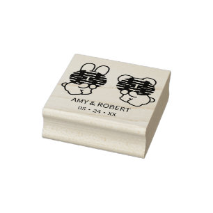 Tampons Encreurs Double Mariage de bonheur Monogramme Timbre en cao