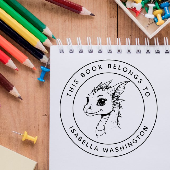 Tampons Encreurs Dragon Bébé Personnalisé Ce Livre Appartient Au No (Créateur téléchargé)