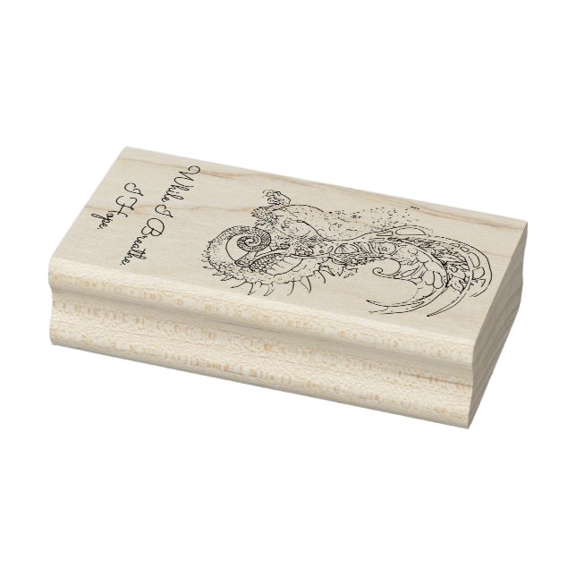 Tampons Encreurs Dragon de style Art Nouveau avec devise latine (Tampon)