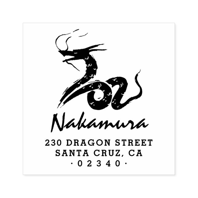 Tampons Encreurs Dragon japonais Nom de script personnalisé Adresse (Impression)