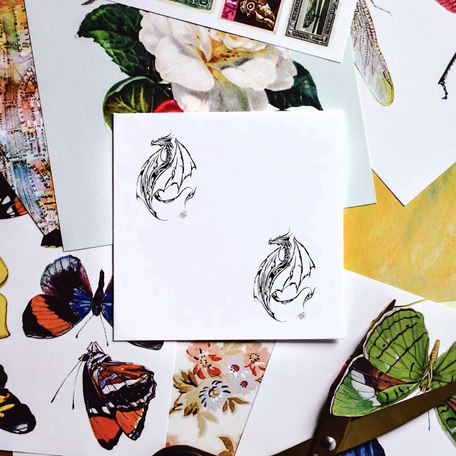 Tampons Encreurs Dragon Tribal Noir Ligne d'Art Fantastique Tatouag (Créateur téléchargé)