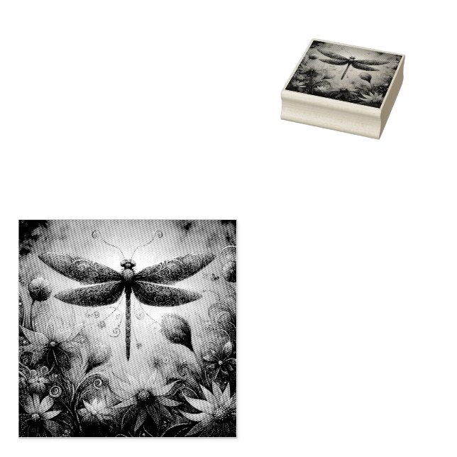 Tampons Encreurs Dragonfly lunaire Floral Art Abstrait Turquoise ro (Tamponné)