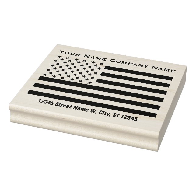 Tampons Encreurs Drapeau US avec 2 lignes de texte (Tampon)