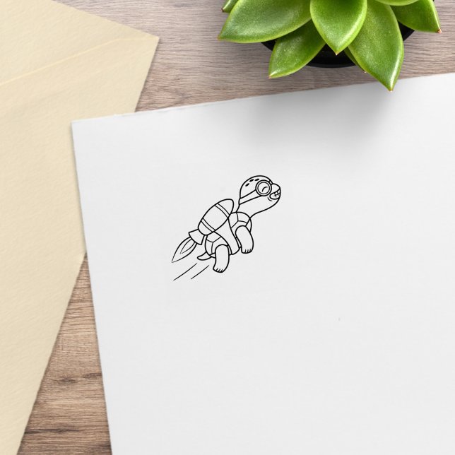 Tampons Encreurs Drôle Cartoon Jetpack Turtle 2 (Créateur téléchargé)