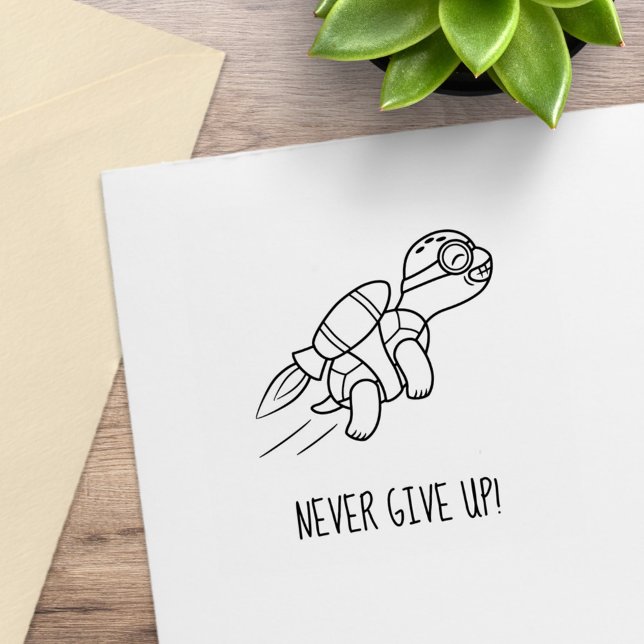 Tampons Encreurs Drôle Cartoon Jetpack Turtle Motivational (Créateur téléchargé)
