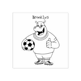 Tampons Encreurs Drôle de joueur de football hippo dessin humoristi