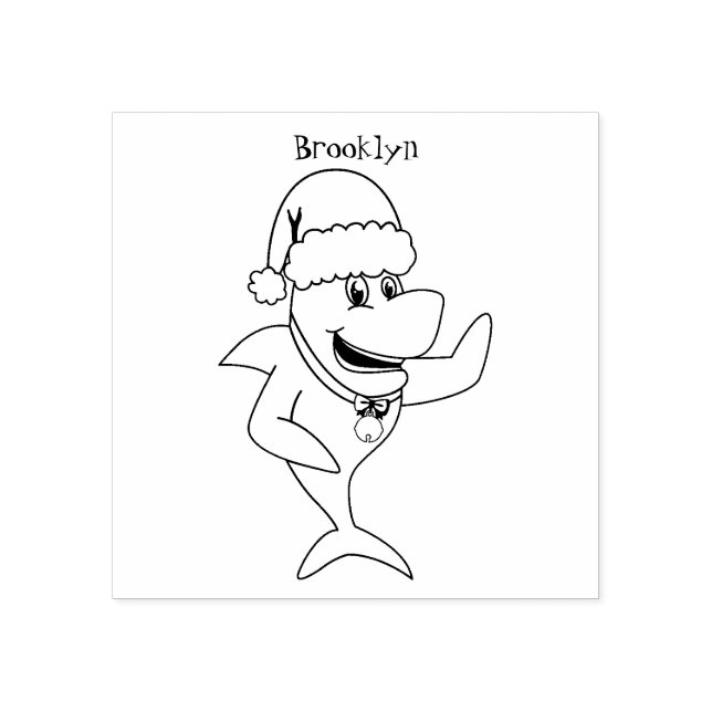 Tampons Encreurs Drôle dessin animé de requin de Noël (Impression)