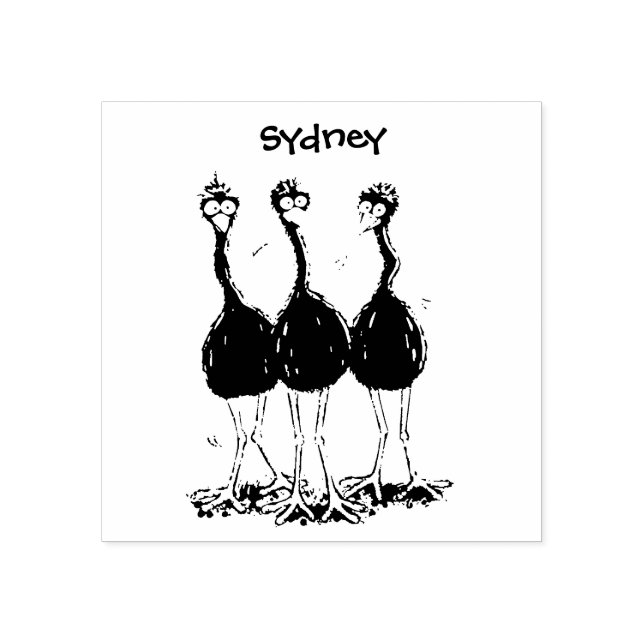 Tampons Encreurs Drôle dessin animé du trio australien emu (Impression)