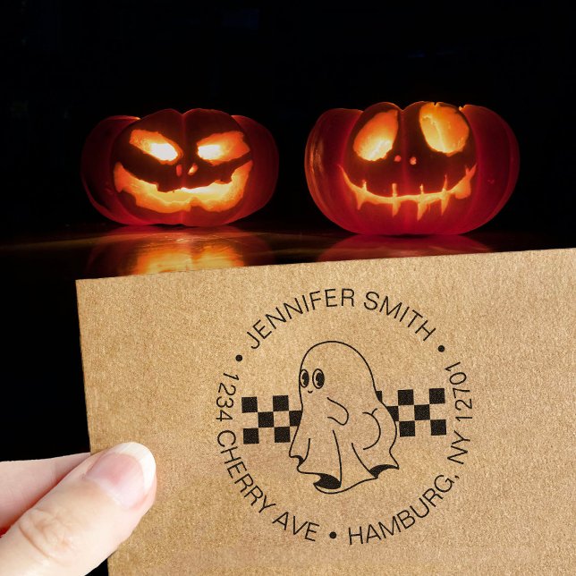 Tampons Encreurs Drôle Halloween Botiful Ghost Adresse de retour (Créateur téléchargé)