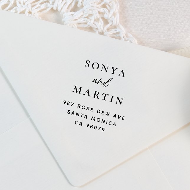 Tampons Encreurs Écriture manuscrite moderne Couples Nom Adresse de (Return Address Stamp Mock-up)