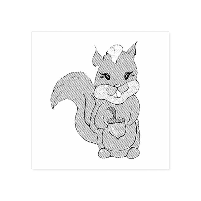 Tampons Encreurs Écureuil blanc mignon avec maïs (Impression)