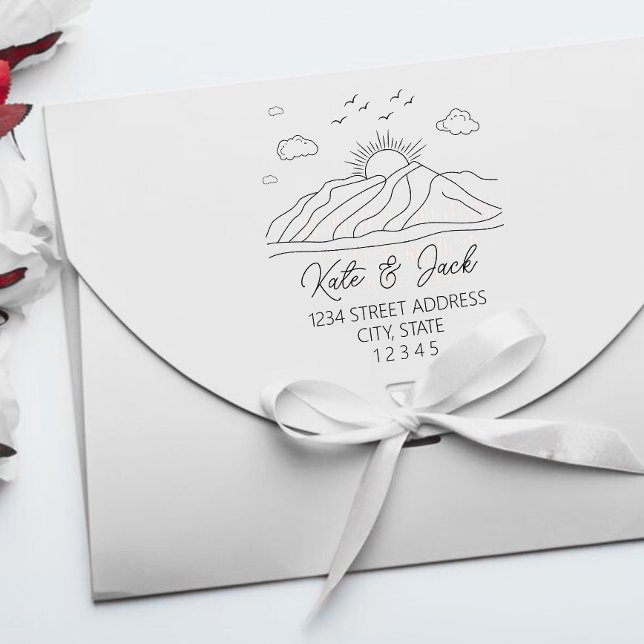 Tampons Encreurs Elegan Mountains Mariage Adresse de retour (Créateur téléchargé)