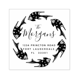 Tampons Encreurs Élégance océanique   Timbre d'adresse de retour