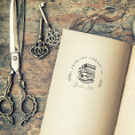 Tampons Encreurs Élégant Bibliothèque Vintage Livres Chic Nom perso<br><div class="desc">Notre magnifique timbre vintage est le choix idéal pour ceux qui recherchent un accessoire postal élégant avec un nom personnalisé pour personnaliser leurs livres de bibliothèque Le design magnifique présente une belle image vintage de livres empilés au centre et deux beaux plantes dessinés à la main sur les deux côtés...</div>