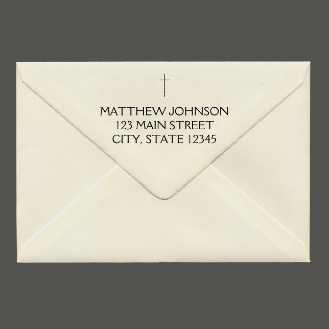 Tampons Encreurs Elegant Black Cross Nom Adresse (Elegant Black Cross Name Address Rubber Stamp)