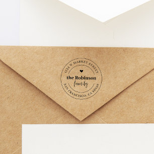 Tampons Encreurs Elegant Boho Heart Round Family Adresse de retour