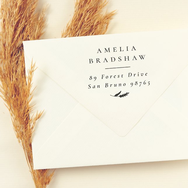 Tampons Encreurs Elegant Boho Sprig Feuilles Adresse de retour (Rubber Stamp Mock-up)