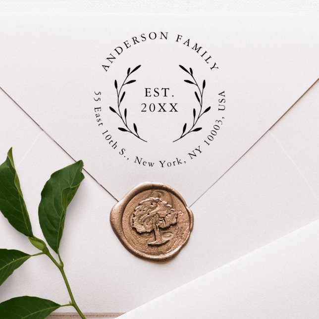 Tampons Encreurs Elegant Botanical Family Mariage Adresse de retour (Créateur téléchargé)